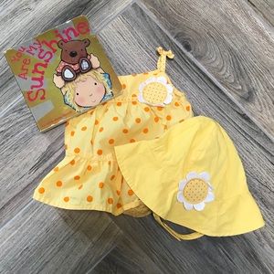 SOLD Gymboree Girls Yellow Dot Dress & Hat, 3-6M